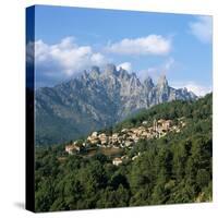 View over Village and Bavella Mountains, Zonza, South Corsica, Corsica, France, Europe-Stuart Black-Stretched Canvas