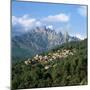 View over Village and Bavella Mountains, Zonza, South Corsica, Corsica, France, Europe-Stuart Black-Mounted Premium Photographic Print