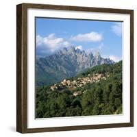 View over Village and Bavella Mountains, Zonza, South Corsica, Corsica, France, Europe-Stuart Black-Framed Photographic Print