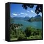 View over Village and Lake Annecy, Talloires, Lake Annecy, Rhone Alpes, France, Europe-Stuart Black-Framed Stretched Canvas