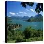 View over Village and Lake Annecy, Talloires, Lake Annecy, Rhone Alpes, France, Europe-Stuart Black-Stretched Canvas