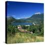 View over Village to Lake, Duingt, Lake Annecy, Rhone Alpes, France, Europe-Stuart Black-Stretched Canvas