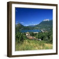 View over Village to Lake, Duingt, Lake Annecy, Rhone Alpes, France, Europe-Stuart Black-Framed Photographic Print