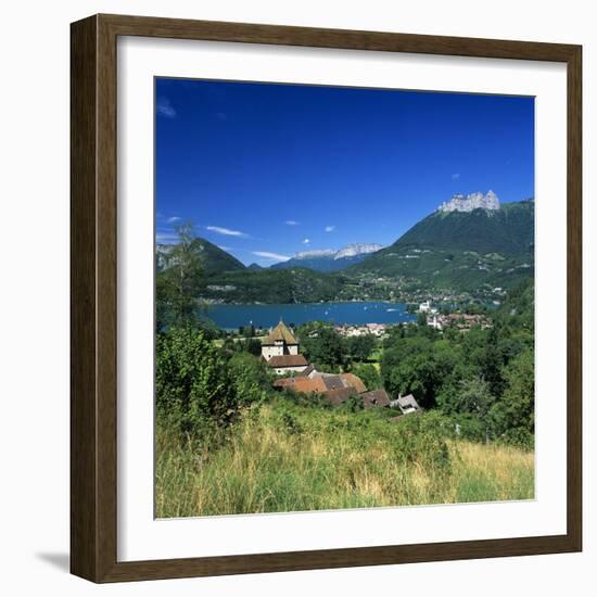 View over Village to Lake, Duingt, Lake Annecy, Rhone Alpes, France, Europe-Stuart Black-Framed Photographic Print