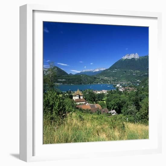 View over Village to Lake, Duingt, Lake Annecy, Rhone Alpes, France, Europe-Stuart Black-Framed Photographic Print