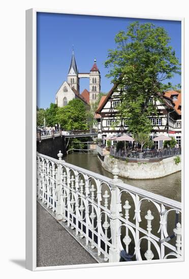 View over Wehrneckarkanal Chanel to St. Dionysius Church (Stadtkirche St. Dionys)-Markus Lange-Framed Photographic Print