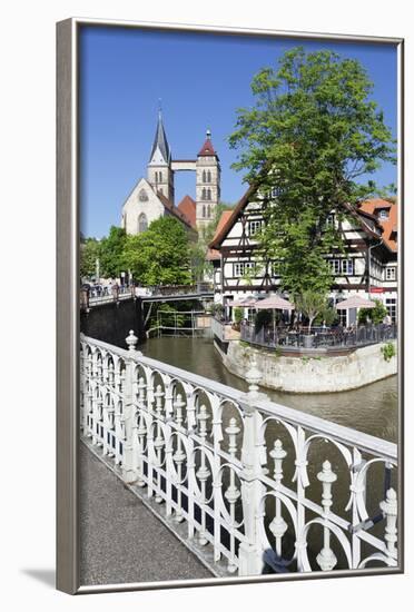 View over Wehrneckarkanal Chanel to St. Dionysius Church (Stadtkirche St. Dionys)-Markus Lange-Framed Photographic Print