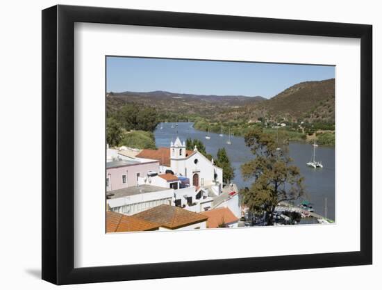 View over whitewashed village of Alcoutim on Rio Guadiana river, Alcoutim, Algarve, Portugal, Europ-Stuart Black-Framed Photographic Print