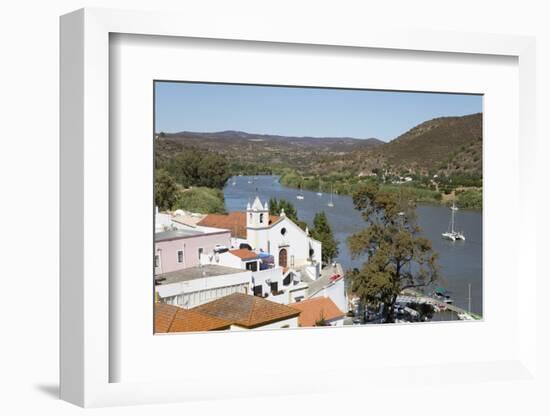 View over whitewashed village of Alcoutim on Rio Guadiana river, Alcoutim, Algarve, Portugal, Europ-Stuart Black-Framed Photographic Print