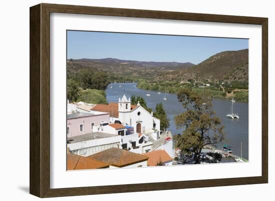 View over whitewashed village of Alcoutim on Rio Guadiana river, Alcoutim, Algarve, Portugal, Europ-Stuart Black-Framed Photographic Print