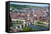 View over Wurzburg from Fortress Marienberg, Franconia, Bavaria, Germany, Europe-Michael Runkel-Framed Stretched Canvas