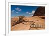 View point sign, Ad Deir Monastery, Ancient Nabatean City of Petra, Wadi Musa, Ma'an Governorate...-null-Framed Photographic Print