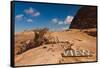 View point sign, Ad Deir Monastery, Ancient Nabatean City of Petra, Wadi Musa, Ma'an Governorate...-null-Framed Stretched Canvas