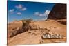 View point sign, Ad Deir Monastery, Ancient Nabatean City of Petra, Wadi Musa, Ma'an Governorate...-null-Stretched Canvas