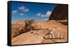 View point sign, Ad Deir Monastery, Ancient Nabatean City of Petra, Wadi Musa, Ma'an Governorate...-null-Framed Stretched Canvas