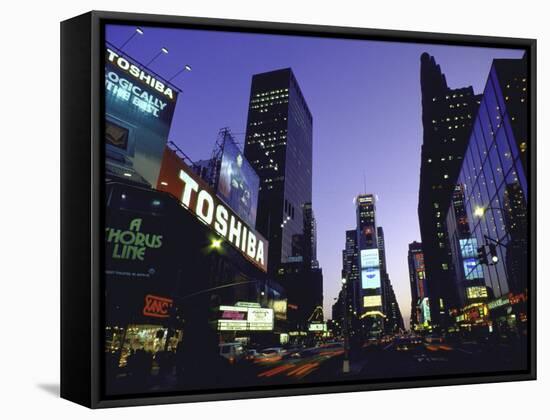 View Showing Buildings and Electric Signs in Times Square Seen from Duffy Square-Ted Thai-Framed Stretched Canvas