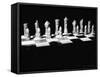 View Showing Chess Pieces with Faces Carved Into Them-David Scherman-Framed Stretched Canvas