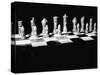 View Showing Chess Pieces with Faces Carved Into Them-David Scherman-Stretched Canvas