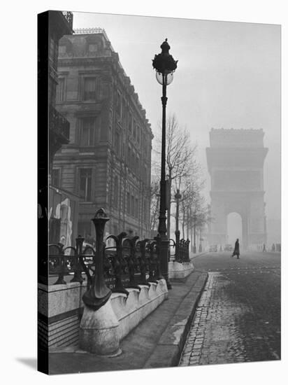 View Showing the Arc de Triomphe and the Subway Station-Ed Clark-Stretched Canvas