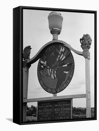 View Showing Where the Us and Mexico Meet on the Bridge at Laredo-Carl Mydans-Framed Stretched Canvas