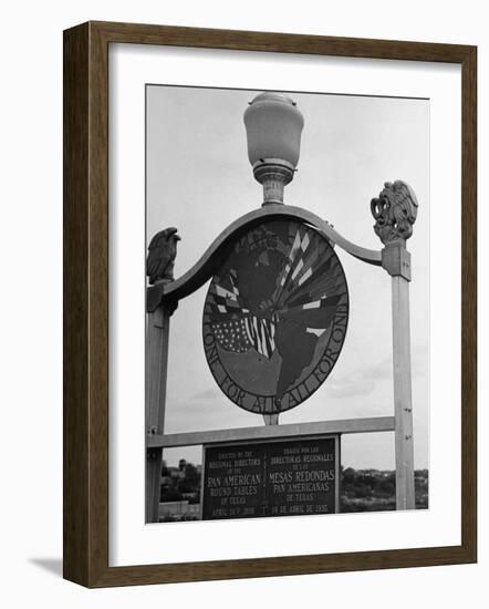 View Showing Where the Us and Mexico Meet on the Bridge at Laredo-Carl Mydans-Framed Photographic Print