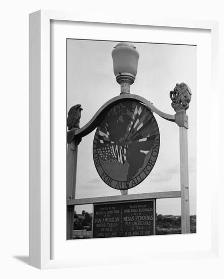 View Showing Where the Us and Mexico Meet on the Bridge at Laredo-Carl Mydans-Framed Photographic Print