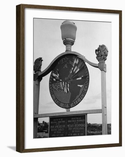 View Showing Where the Us and Mexico Meet on the Bridge at Laredo-Carl Mydans-Framed Photographic Print