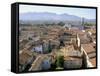 View South from Guinici Tower of City Rooftops and Cathedral, Lucca, Tuscany, Italy-Richard Ashworth-Framed Stretched Canvas