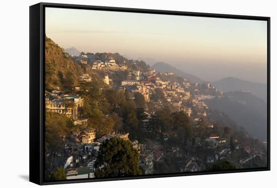 View South from Mussoorie in Evening Light on Foothills of Garwhal Himalaya-Tony Waltham-Framed Stretched Canvas