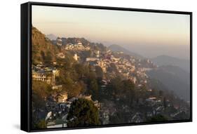 View South from Mussoorie in Evening Light on Foothills of Garwhal Himalaya-Tony Waltham-Framed Stretched Canvas