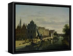 View the Waag at the Spaarne in Haarlem-Gerrit Adriaensz Berckheyde-Framed Stretched Canvas