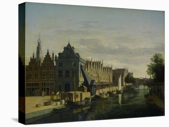 View the Waag at the Spaarne in Haarlem-Gerrit Adriaensz Berckheyde-Stretched Canvas