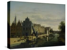 View the Waag at the Spaarne in Haarlem-Gerrit Adriaensz Berckheyde-Stretched Canvas