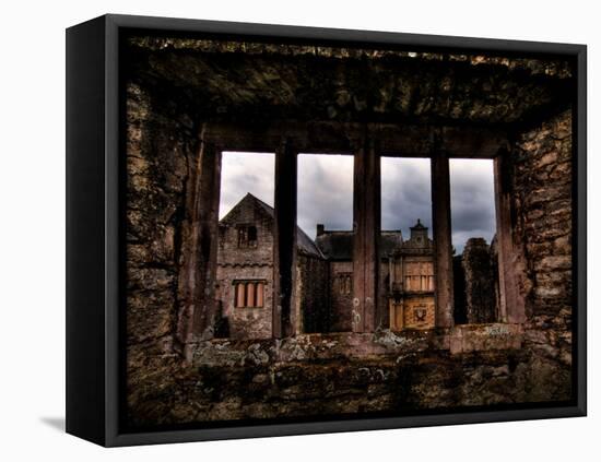 View Through a Stone Window of Ruined Castle-Clive Nolan-Framed Stretched Canvas