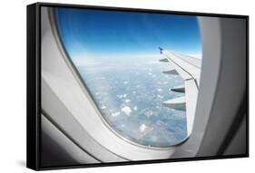 View Through Airplane Window-mr. Smith-Framed Stretched Canvas