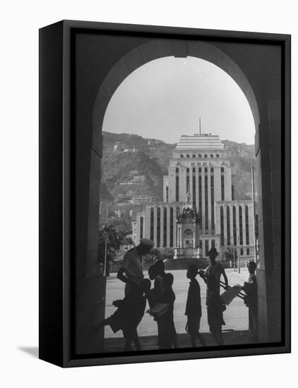 View Through Archway Toward Hong Kong-Shanghai Bank-null-Framed Stretched Canvas