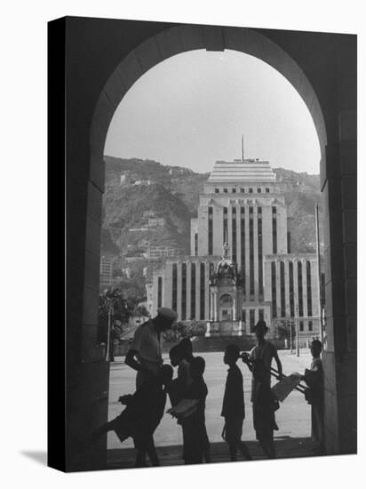 View Through Archway Toward Hong Kong-Shanghai Bank-null-Stretched Canvas