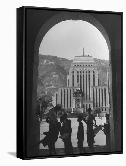 View Through Archway Toward Hong Kong-Shanghai Bank-null-Framed Stretched Canvas