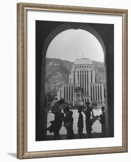 View Through Archway Toward Hong Kong-Shanghai Bank-null-Framed Photographic Print