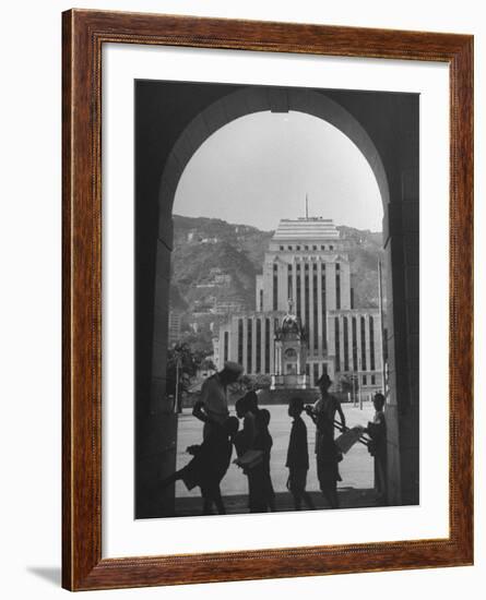 View Through Archway Toward Hong Kong-Shanghai Bank-null-Framed Photographic Print