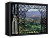 View through Ornate Iron Grille (Moucharabieh), Morocco-Merrill Images-Framed Stretched Canvas