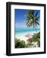 View Through Palm Trees Towards Beach and Indian Ocean, Jambiani, Island of Zanzibar, Tanzania-Lee Frost-Framed Photographic Print