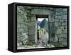 View Through Stone Doorway of the Inca Ruins of Machu Picchu in the Andes Mountains, Peru-Jim Zuckerman-Framed Stretched Canvas