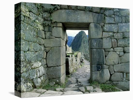 View Through Stone Doorway of the Inca Ruins of Machu Picchu in the Andes Mountains, Peru-Jim Zuckerman-Stretched Canvas
