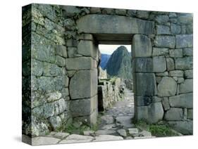 View Through Stone Doorway of the Inca Ruins of Machu Picchu in the Andes Mountains, Peru-Jim Zuckerman-Stretched Canvas