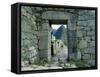 View Through Stone Doorway of the Inca Ruins of Machu Picchu in the Andes Mountains, Peru-Jim Zuckerman-Framed Stretched Canvas