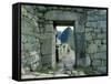 View Through Stone Doorway of the Inca Ruins of Machu Picchu in the Andes Mountains, Peru-Jim Zuckerman-Framed Stretched Canvas