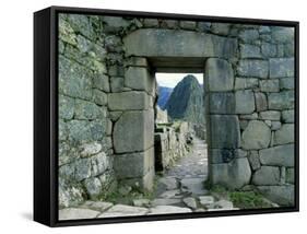 View Through Stone Doorway of the Inca Ruins of Machu Picchu in the Andes Mountains, Peru-Jim Zuckerman-Framed Stretched Canvas