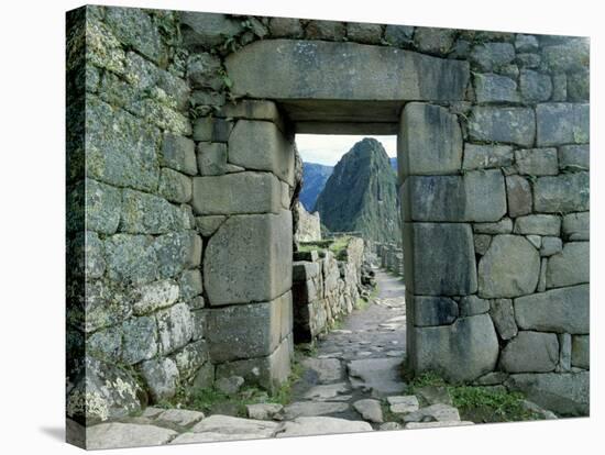 View Through Stone Doorway of the Inca Ruins of Machu Picchu in the Andes Mountains, Peru-Jim Zuckerman-Stretched Canvas