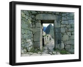 View Through Stone Doorway of the Inca Ruins of Machu Picchu in the Andes Mountains, Peru-Jim Zuckerman-Framed Photographic Print